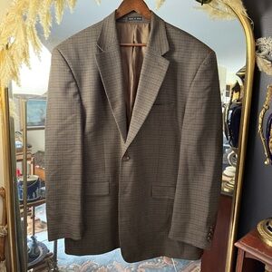 Ralph Lauren Men’s Houndstooth Brown, Tan, & Black Suit Jacket Blazer 100% Wool